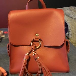 Burnt orange Vegan leather backpack Like dreams